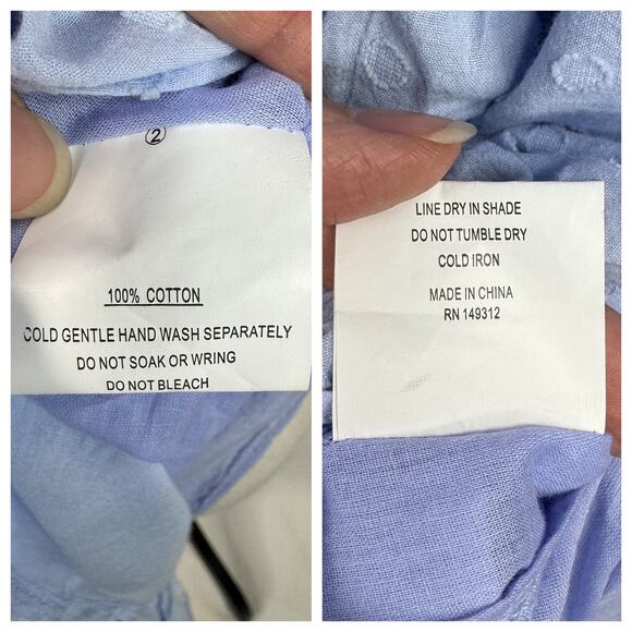 Indikah Off Shoulder Ruffle Mini Dress Smocked Waist Lined Light Blue Size XS - Picture 7 of 8